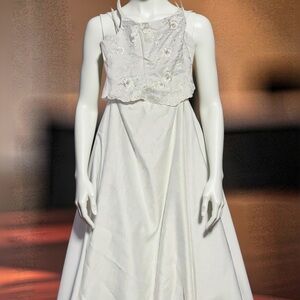 Elegant White Floral Two Piece Wedding Dress Embroidered Dress,007